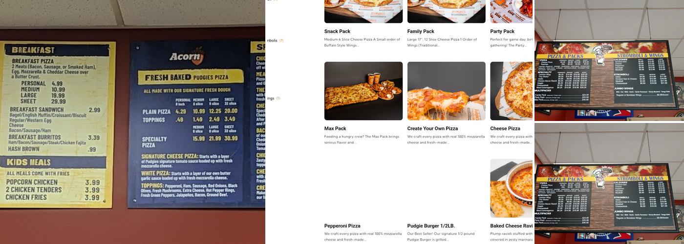 Pudgie's Pizza Menu