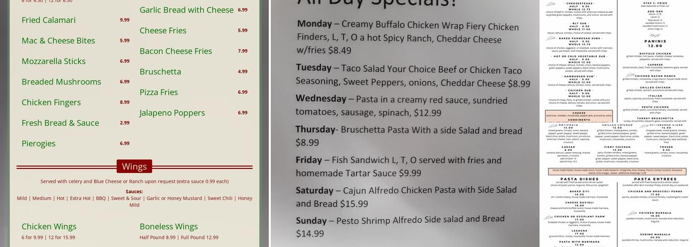 Papa V's Pizzeria Menu