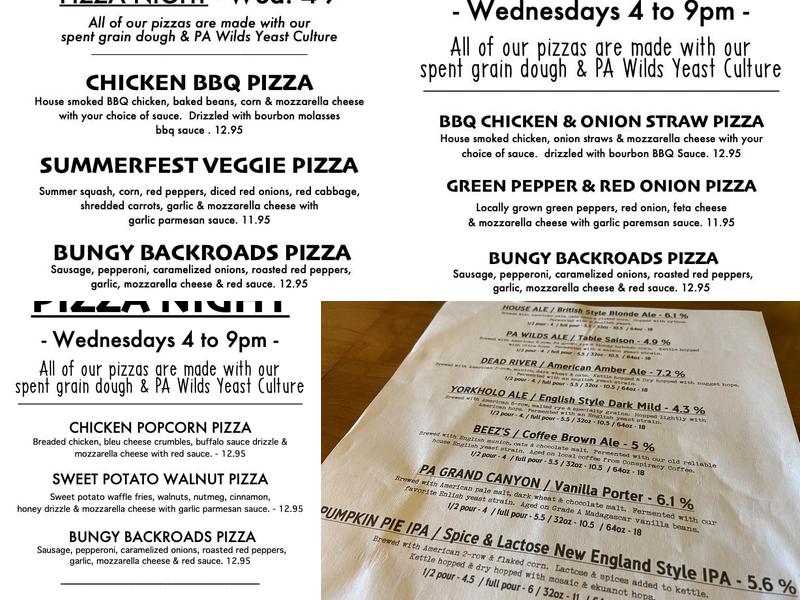 Yorkholo Brewing Co. Menu