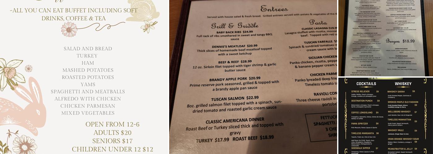 Timeless Destination Menu