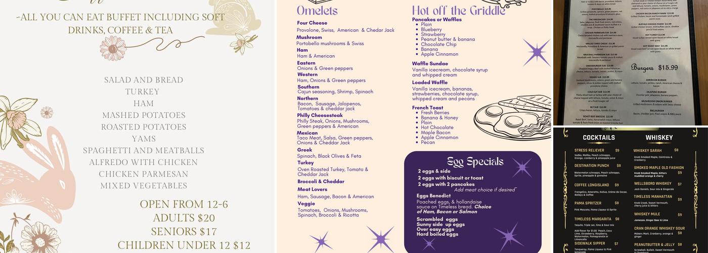 Timeless Destination Menu