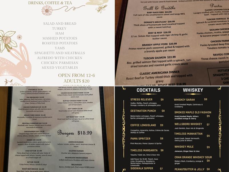 Timeless Destination Menu