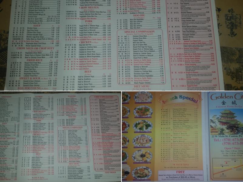 Golden City Chinese Menu