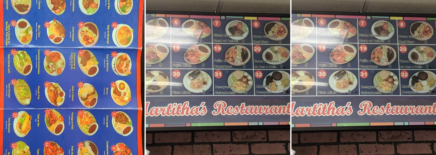 Martithas Restaurant Menu