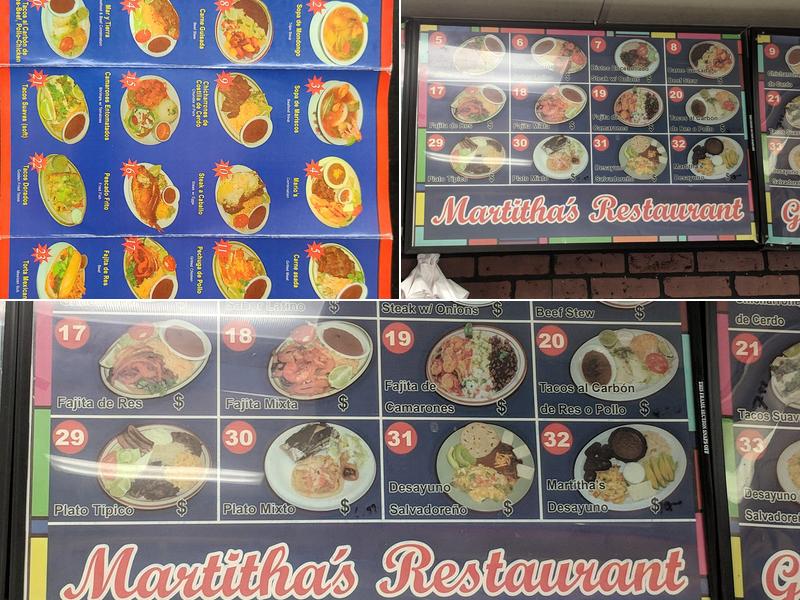 Martithas Restaurant Menu