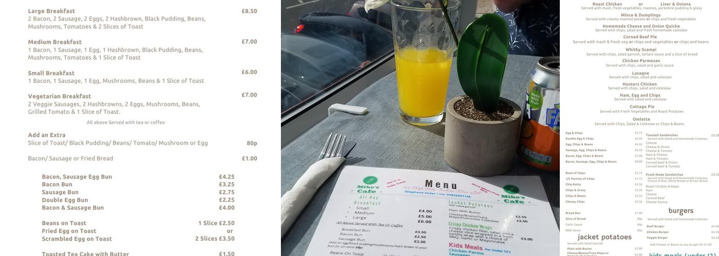 Mikes cafe Menu