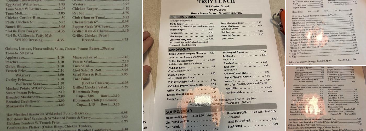 Troy Lunch Menu