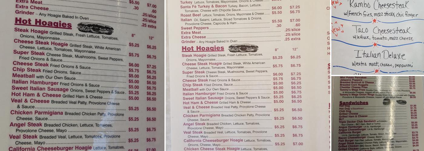 Tommy's Italian Specialty Shop Menu