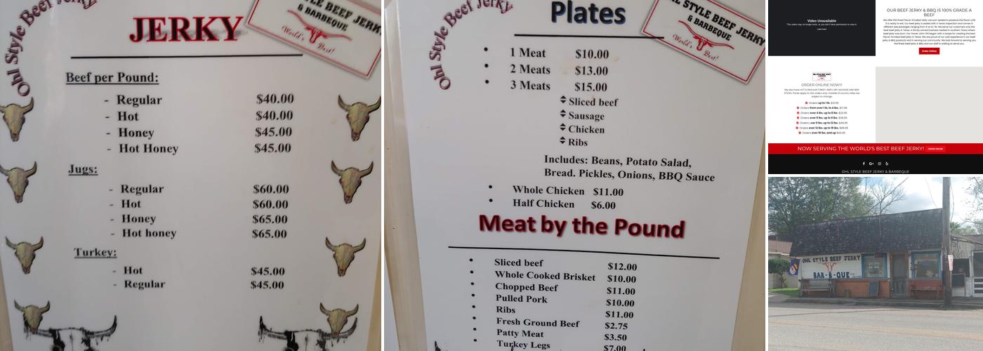 Ohl Style Beef Jerky Menu