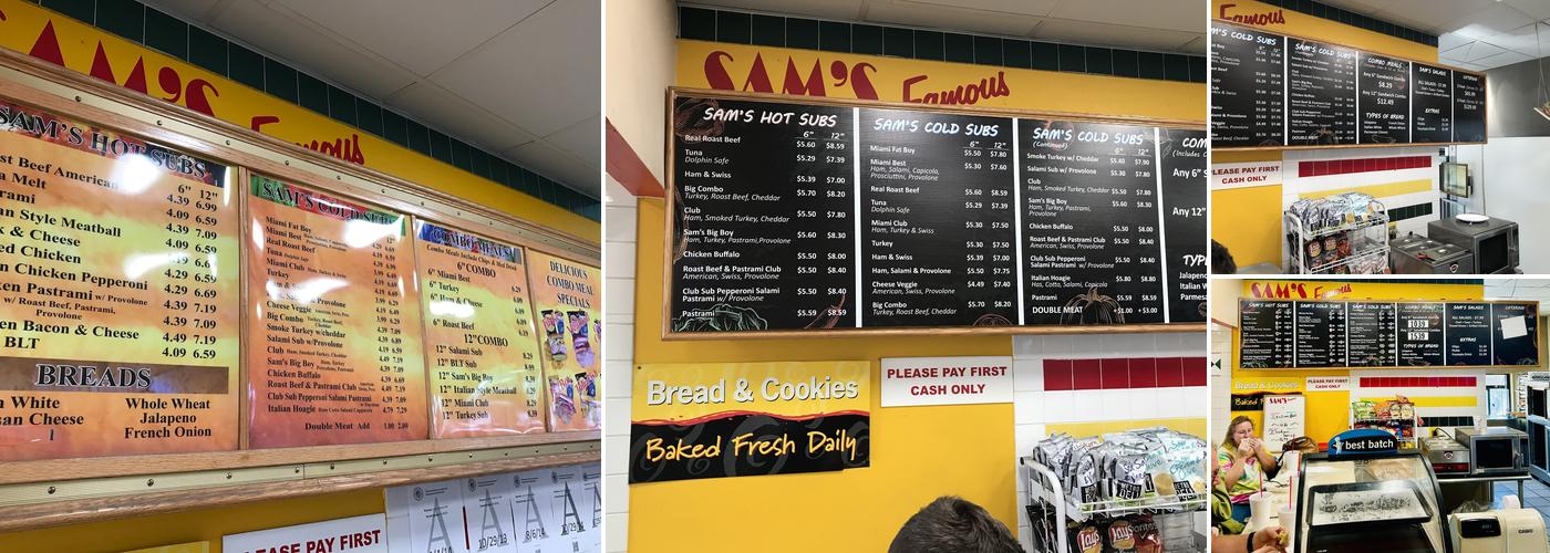 Sam's Famous Subs Menu
