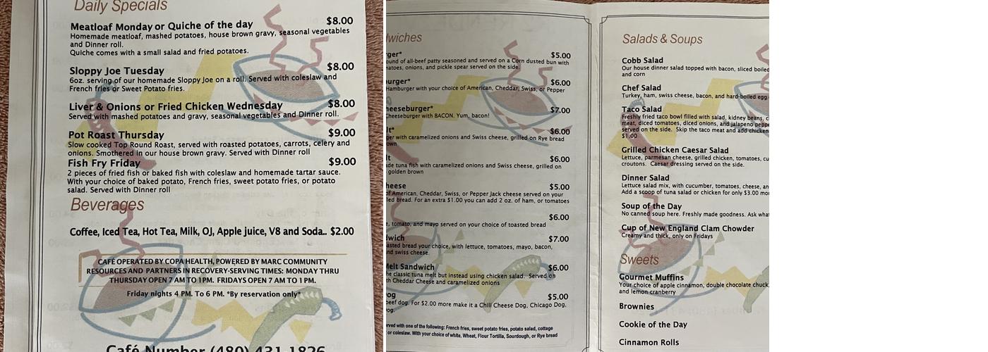 Rendezvous Cafe Menu