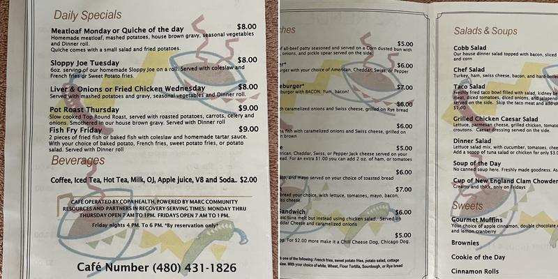 Rendezvous Cafe Menu