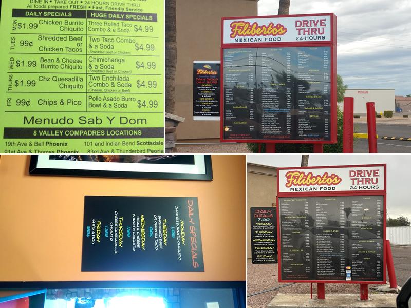 Filiberto's Mexican Food Menu