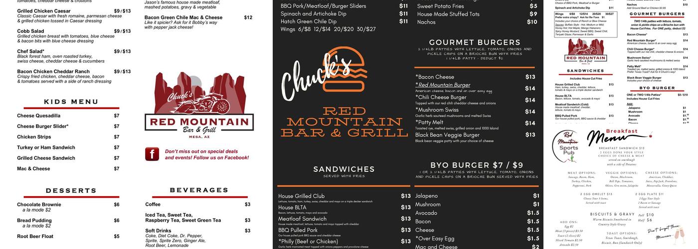 Red Mountain Bar & Grill Menu