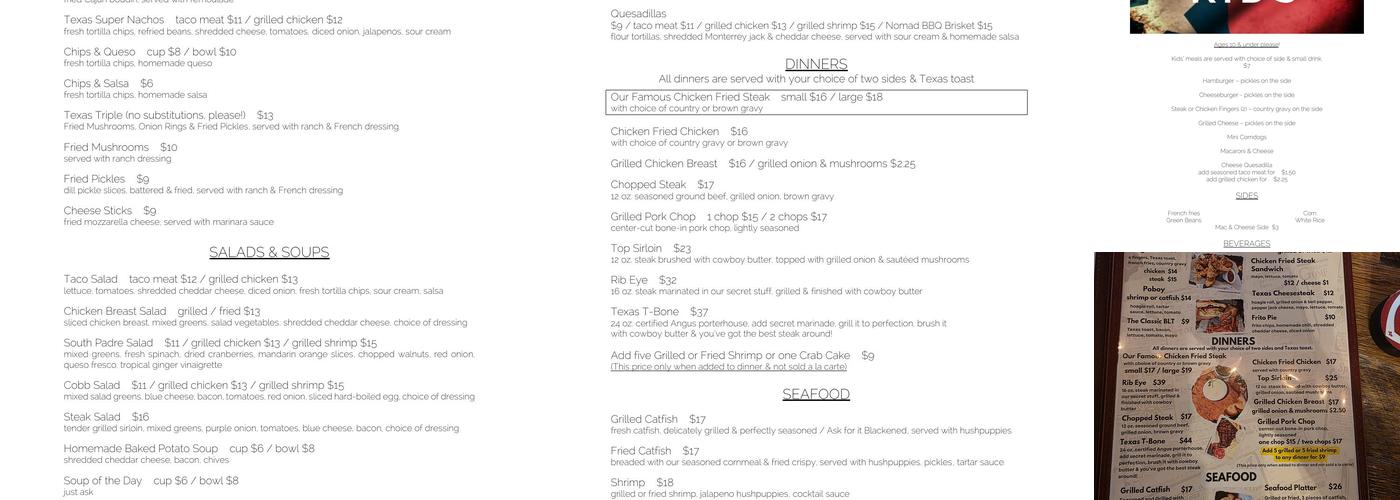 Texas Tradition Menu