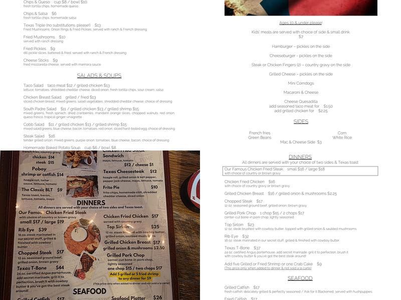 Texas Tradition Menu