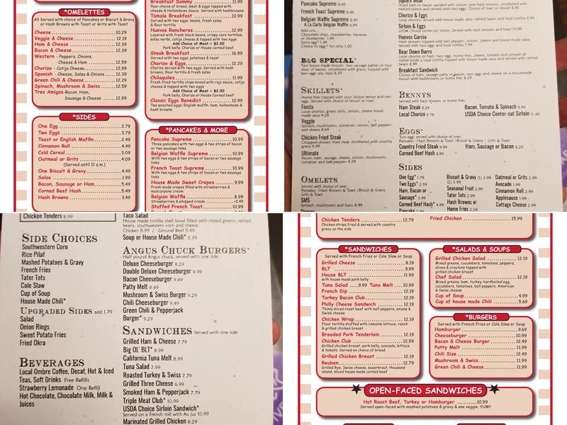 Jerry Bob's Family Restaurant Menu