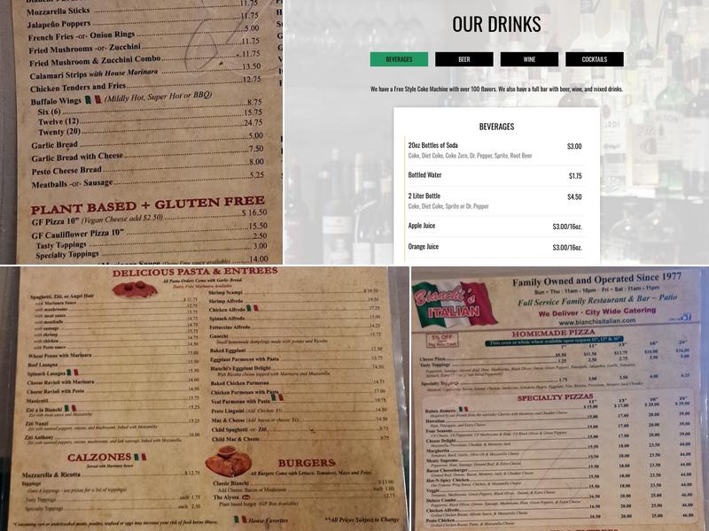 Bianchi's Menu