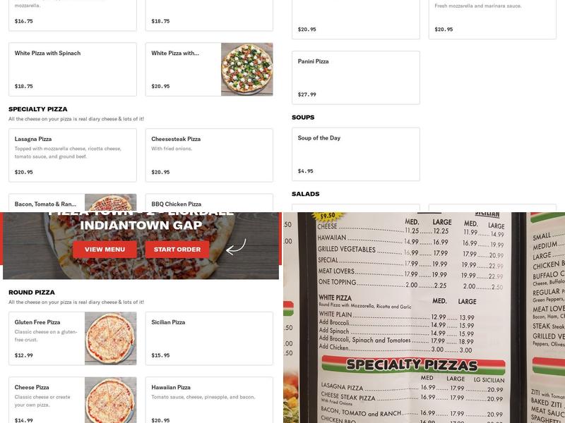 Pizza Town II Lickdale Indiantown Gap Menu