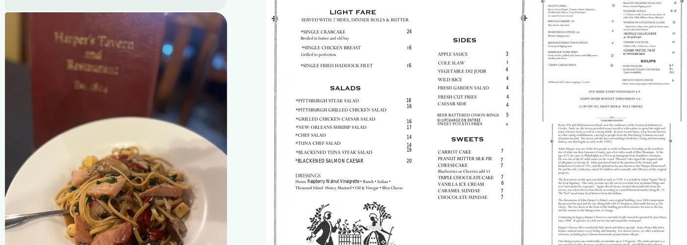 Harper’s Tavern Menu