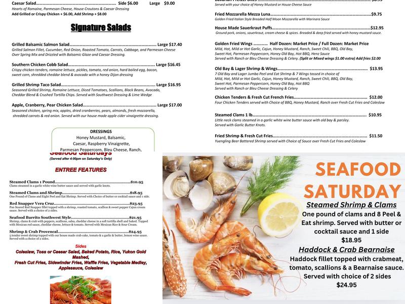 The Wetlands Restaurant and Lounge Menu