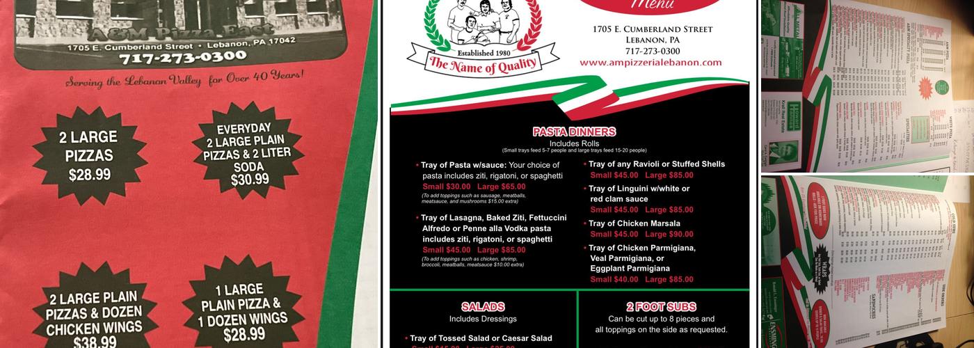 A&M Pizza East Cumberland Menu