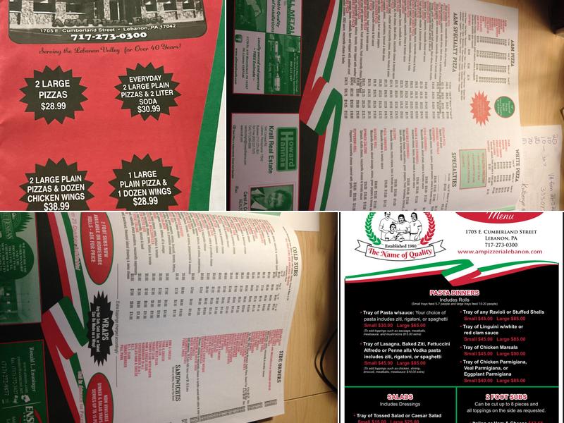 A&M Pizza East Cumberland Menu