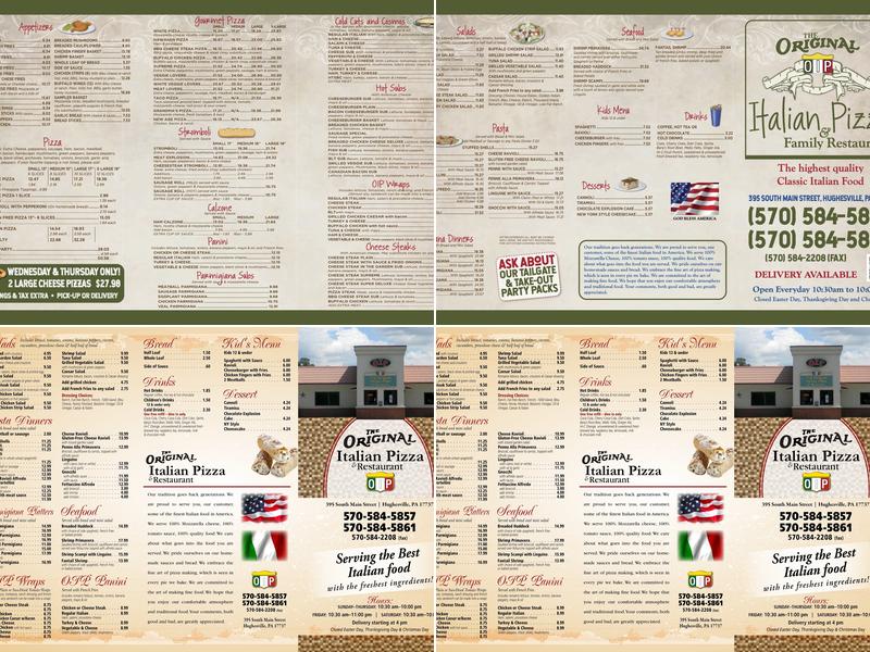 Original Italian Pizza Menu