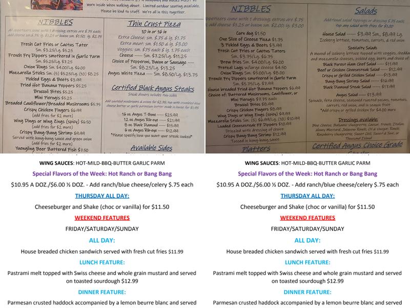 Angus Inn Menu