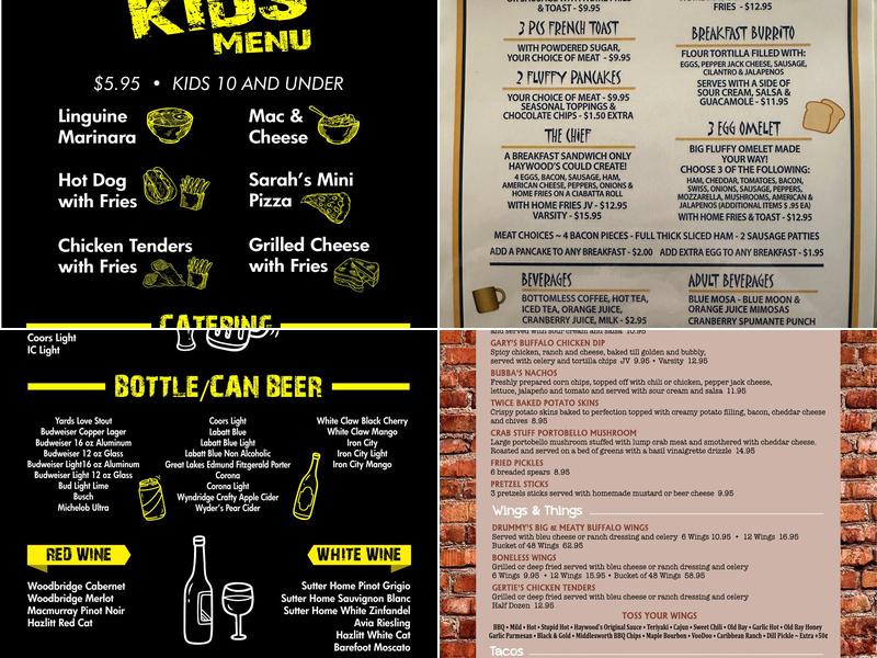 Haywood's Bar & Grill Menu