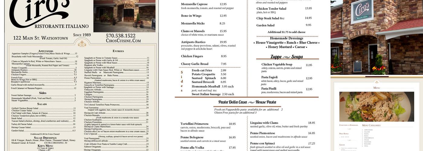 Ciro's Menu