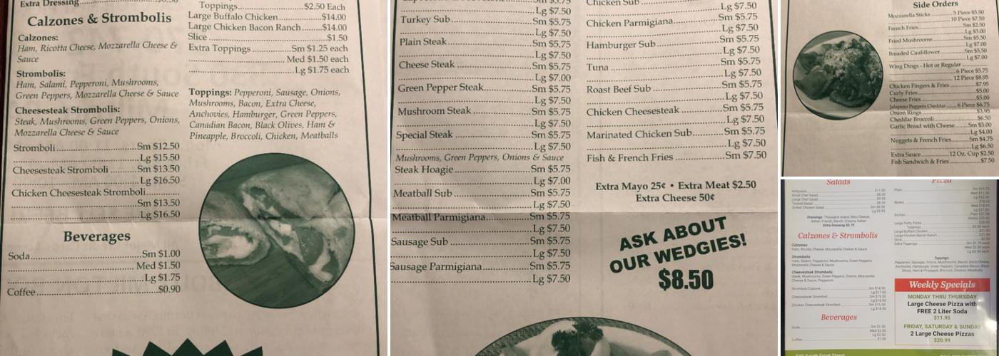 Pizza Town Menu