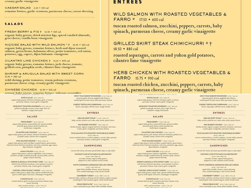 Marketplace Cafe Menu