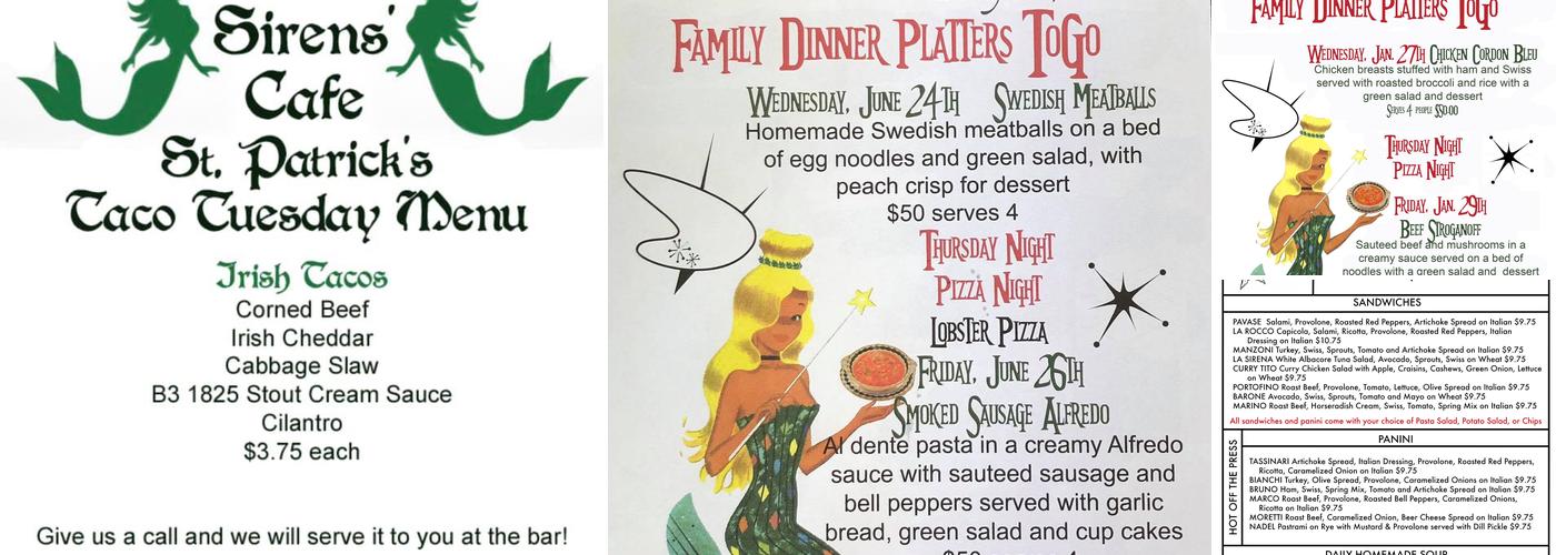 Sirens Cafe & Custom Catering Menu
