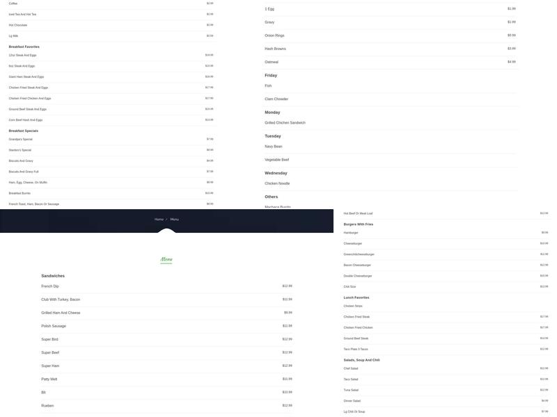 Grandpa's Kitchen Menu