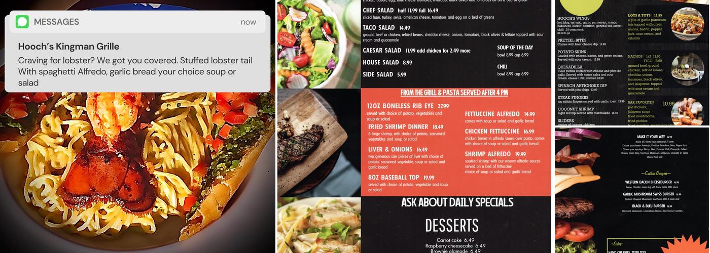 Hooch's Kingman Grille Menu