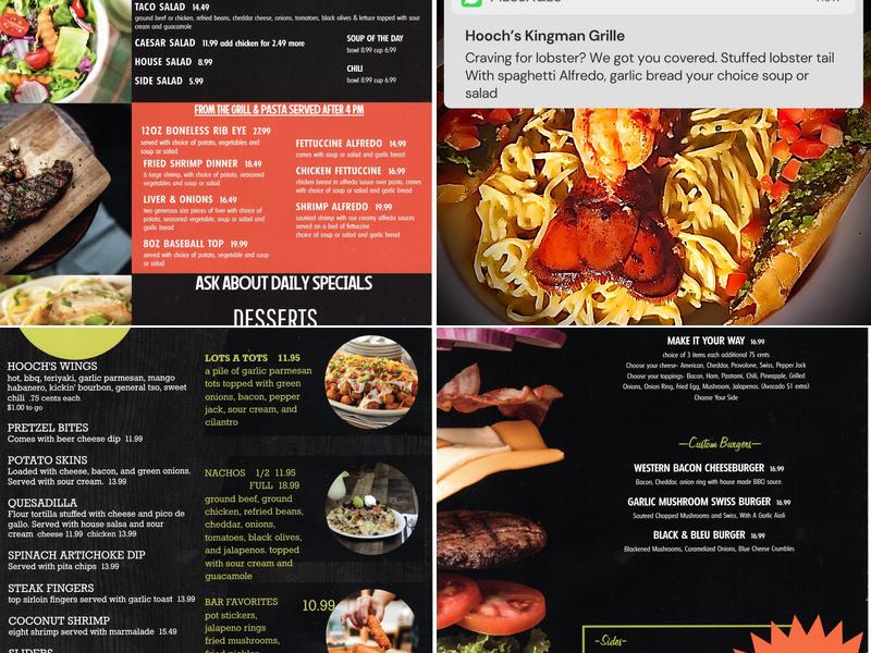 Hooch's Kingman Grille Menu