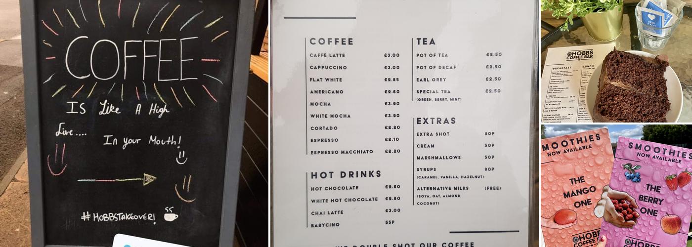 Hobbs coffee bar Towcester Menu