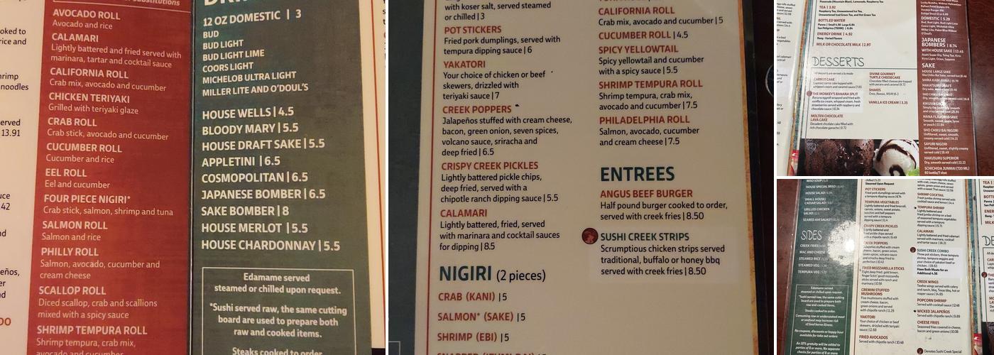 Sushi Creek Menu