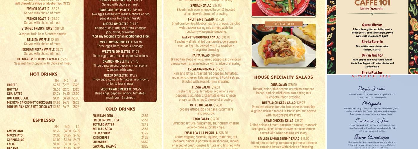 Caffe 101 Menu