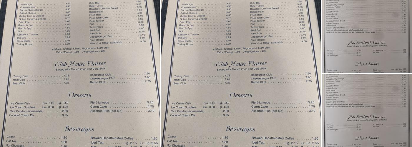 John's Hideaway Restaurant Menu