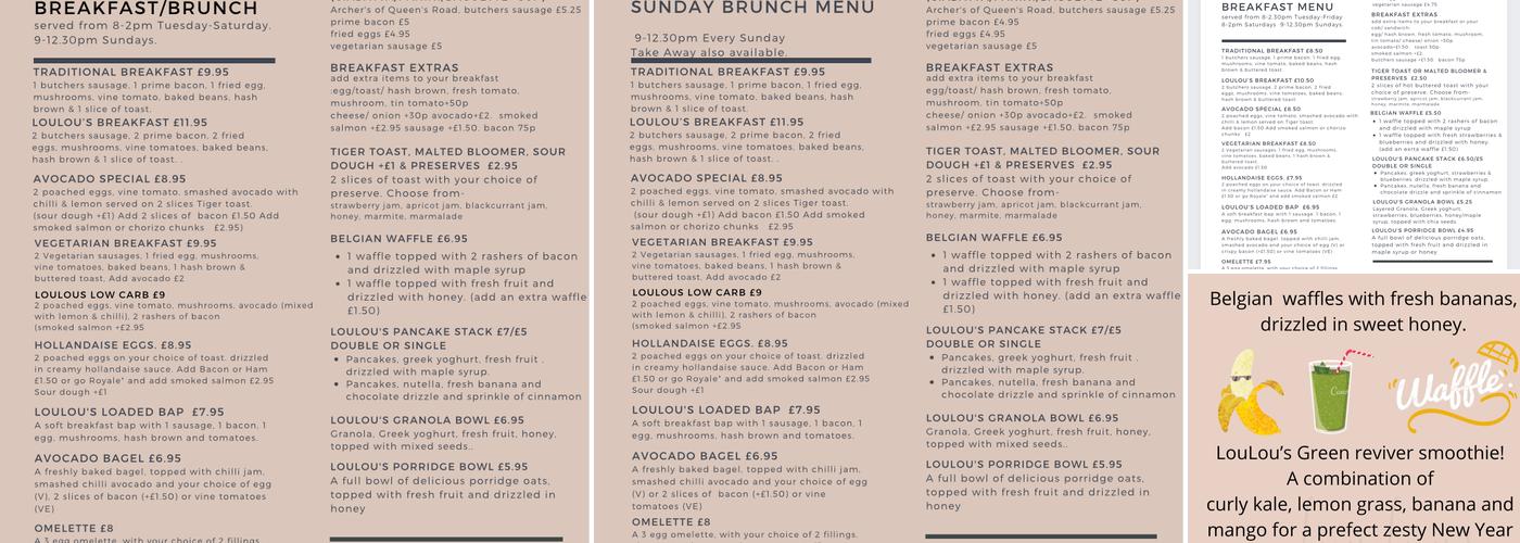 LouLou’s Great Glen Menu