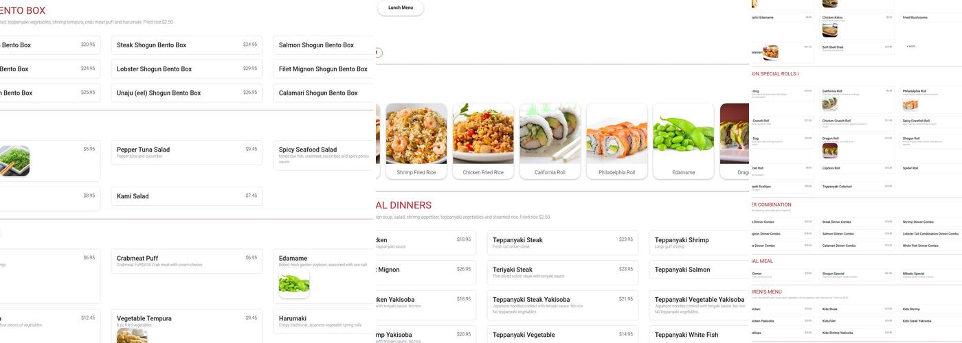 Shogun Menu