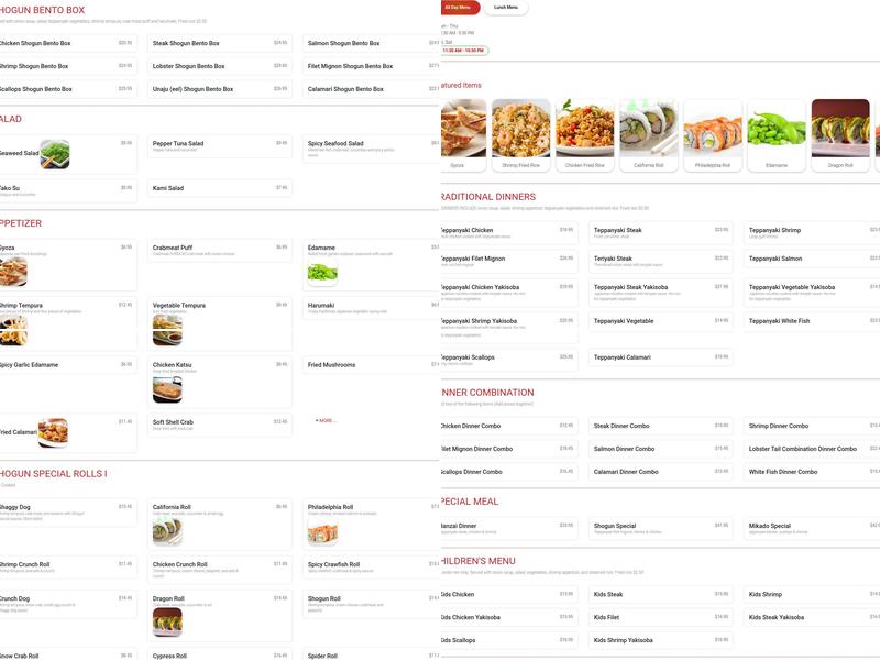 Shogun Menu