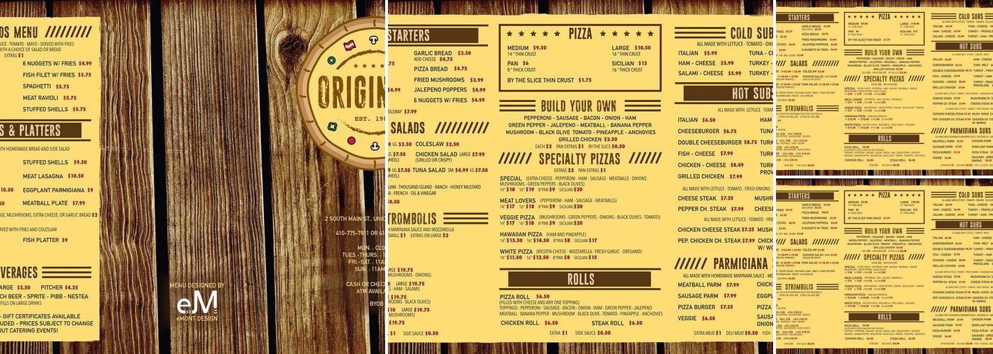Original Pizza Menu