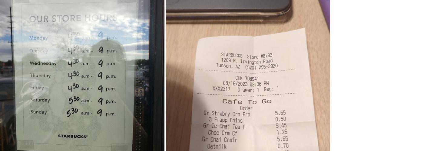 Starbucks Menu