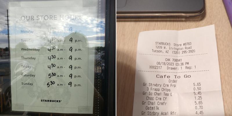 Starbucks Menu