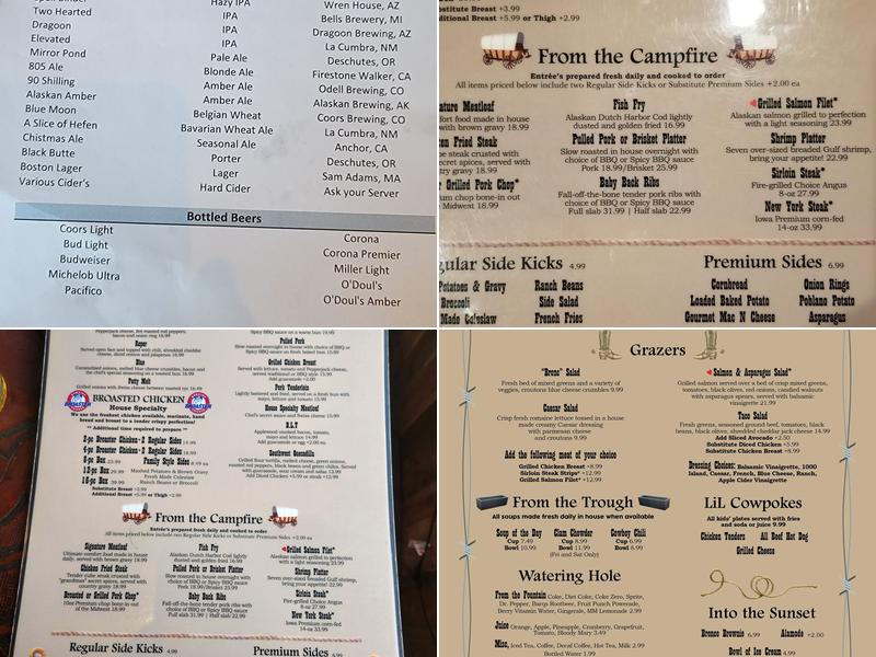 Saddle Bronc Grill Menu