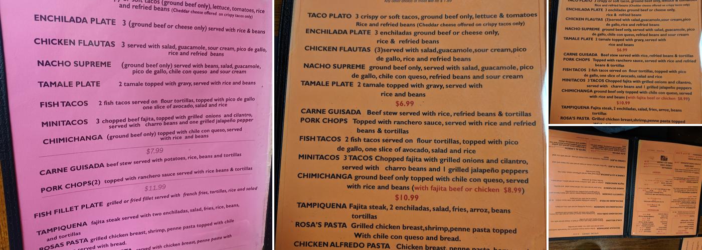 La Frontera Menu