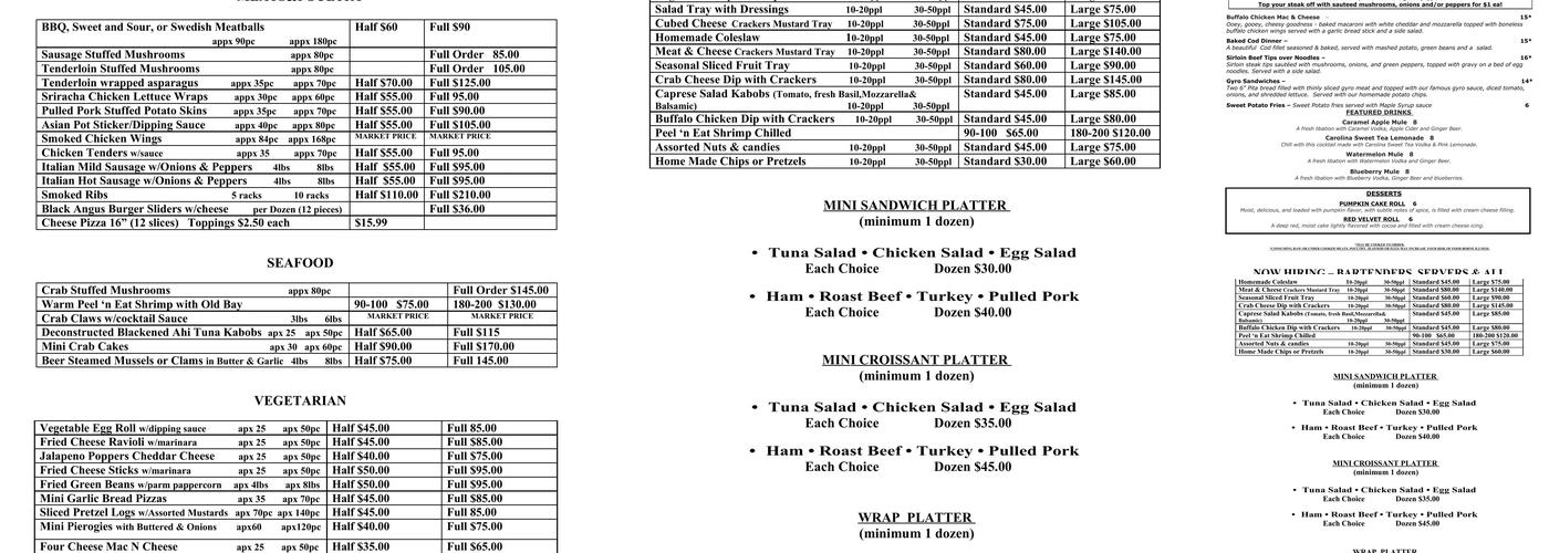 The Crows Nest Menu